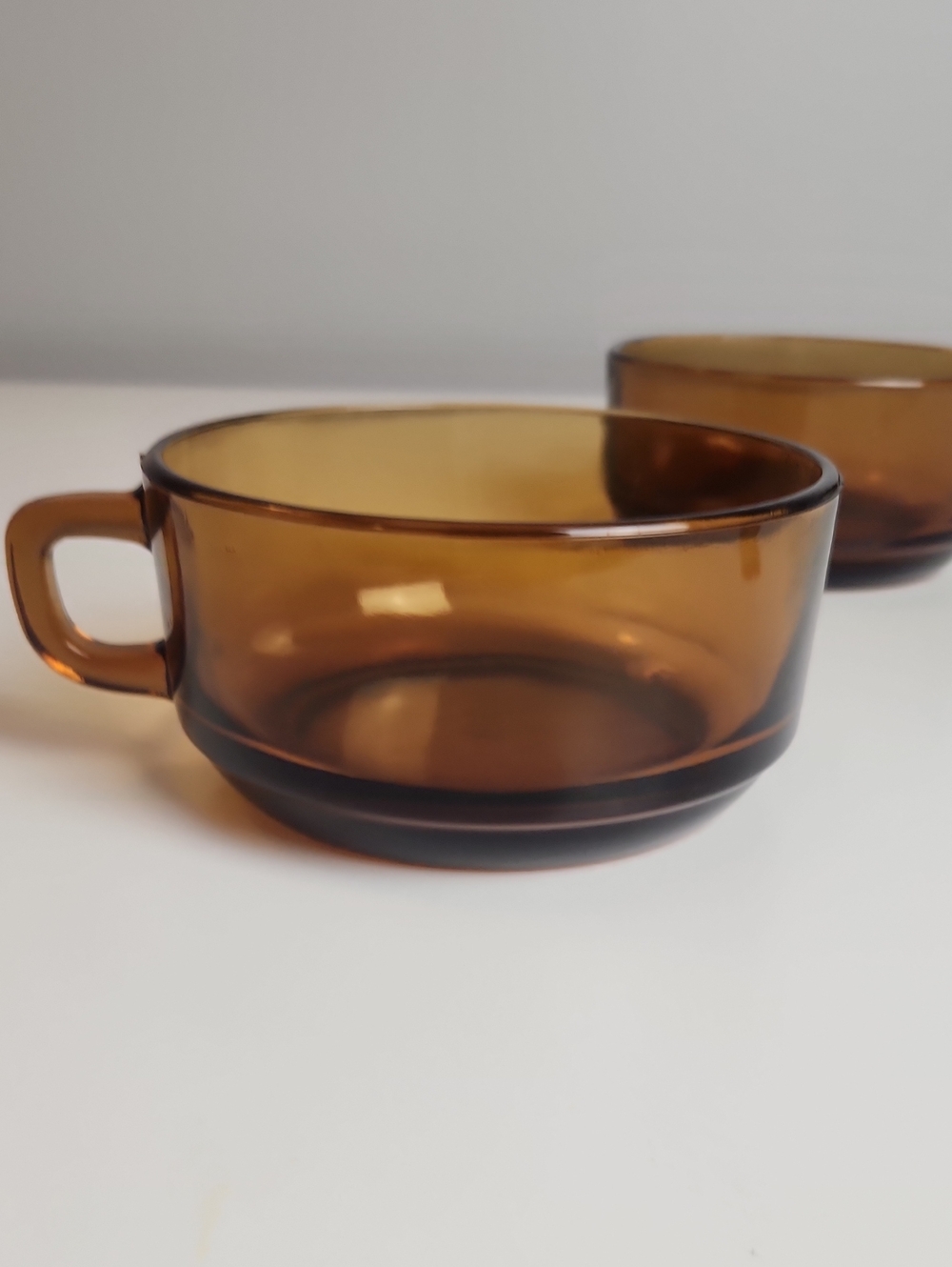 Vintage 70s 80s Amber Anchor Hocking Chili Soup Bowls Set Of 2 - Picture 2 of 5